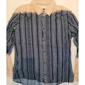 Diesel Ombre Color Pattern Button Up Shirt Size MEDIUM